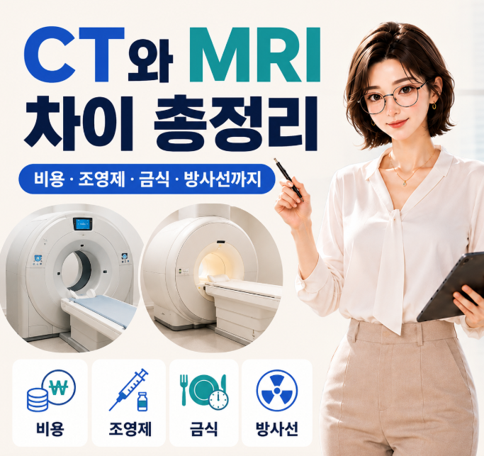 CT와 MRI 차이 총정리｜비용·조영제·금식·방사선까지