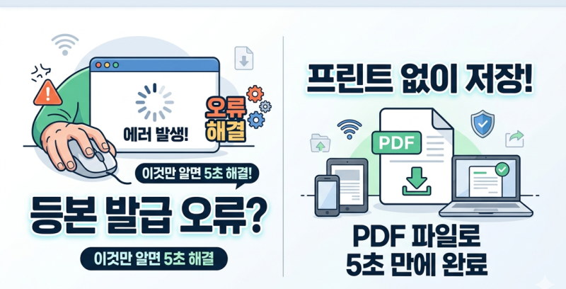 정부24 등본 발급 오류 해결법 및 프린트 없이 파일 저장하는 법