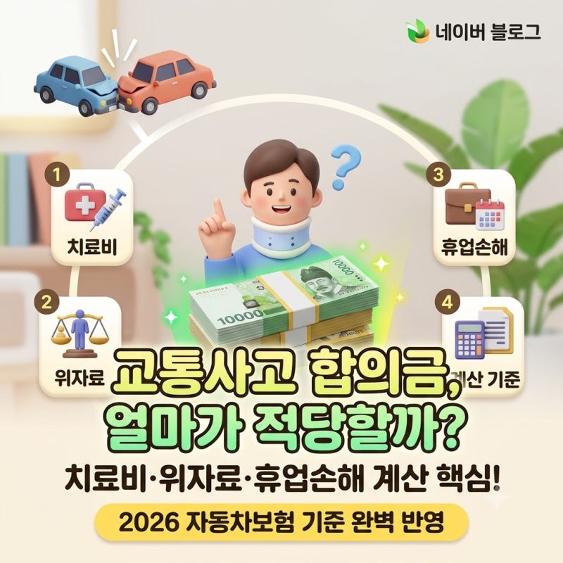 경미한 교통사고 합의금 얼마가 적당할까? 치료비·위자료·휴업손해 계산할 때 알아둘 점