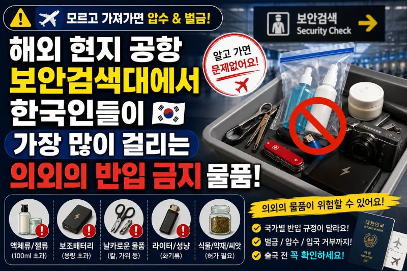 해외 현지 공항 보안검색대에서 한국인들이 가장 많이 걸리는 의외의 반입 금지 물품!