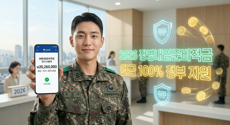만기금 2,000만원! 2026년 장병내일준비적금 원금 100% 정부 매칭 지원금 및 만기금 수령법