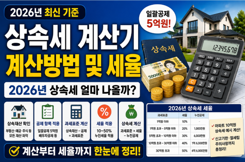 상속세 계산기 계산방법 및 세율｜2026년 상속세 얼마 나올까?