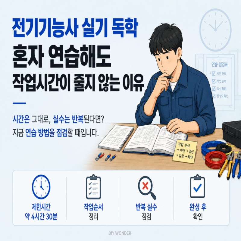 전기기능사 실기 독학, 혼자 연습해도 작업시간이 줄지 않는 이유