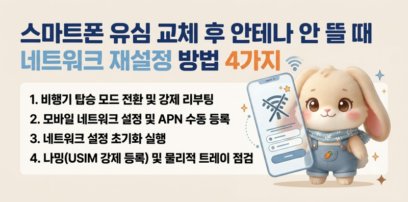 스마트폰 유심 교체 후 안테나 안 뜰 때 네트워크 재설정 방법 4가지