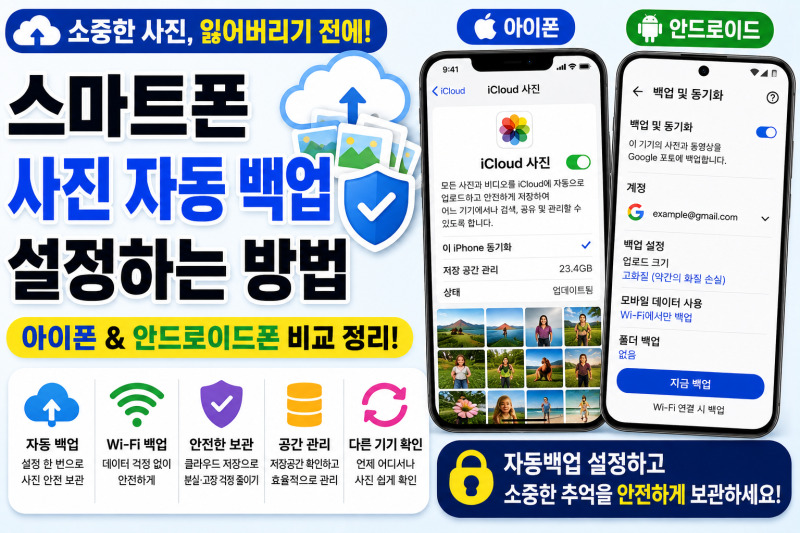 스마트폰 사진 자동 백업 설정하는 방법｜아이폰·안드로이드폰 따라하기