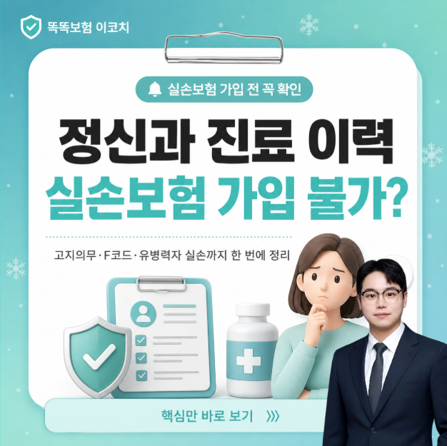 우울증 ADHD 공황장애등 정신과 진료 이력 있으면 실손보험 가입 불가? 정신과 기록·고지의무....