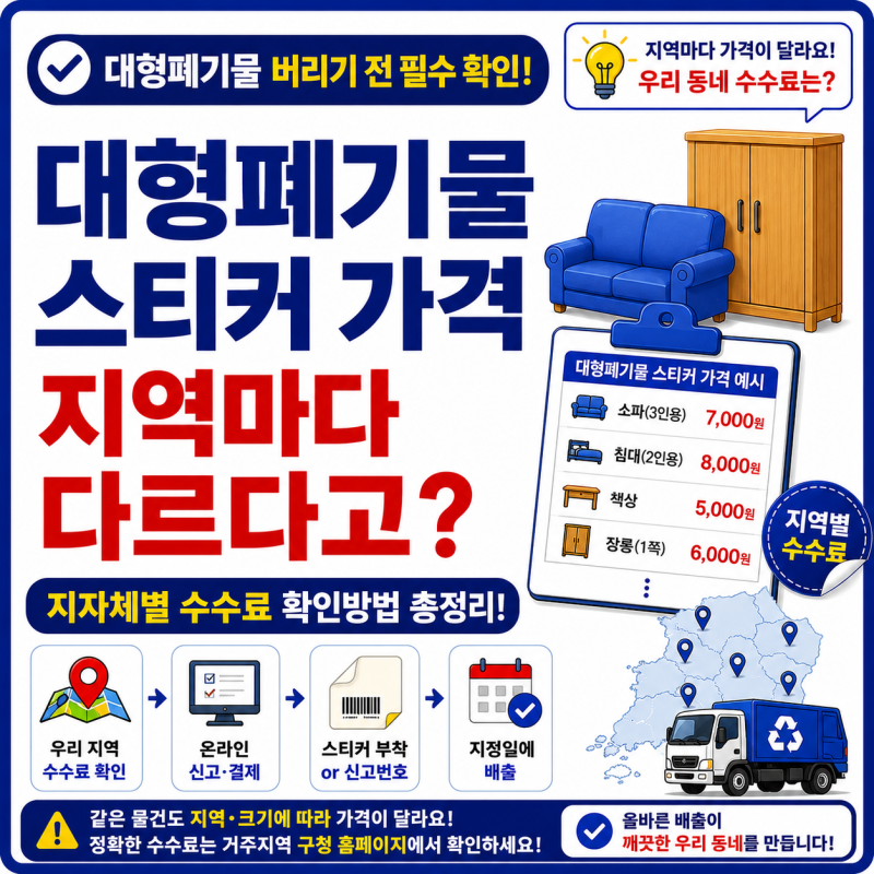 대형폐기물 스티커 가격 I 전국 지자체별 수수료 확인방법 총정리