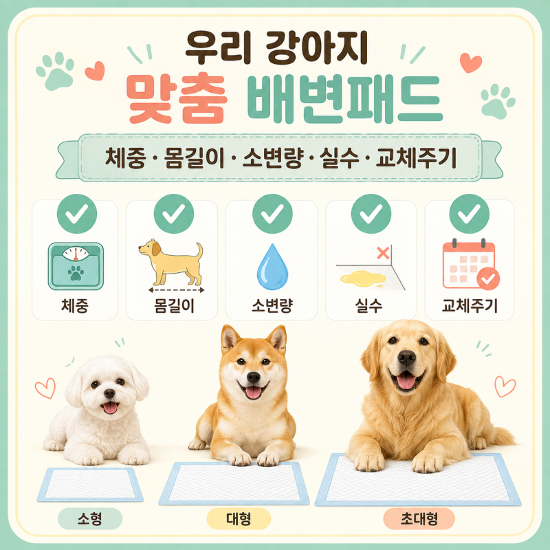 강아지 배변패드 크기 선택법｜견종·몸무게별로 똑똑하게 고르는 꿀팁