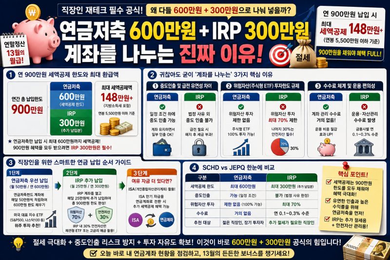 연금저축 600만원 + IRP 300만원, 직장인이 이렇게 나누는 이유
