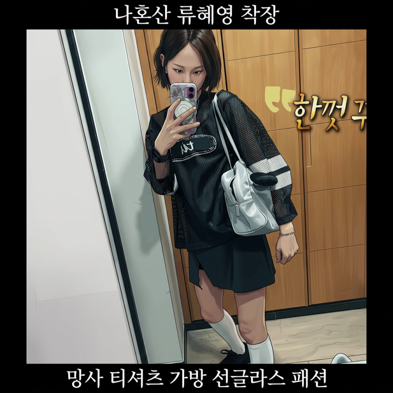 나혼산 류혜영 망사티셔츠 가방 숄더백 선글라스 반팔티 자켓 나혼자산다 패션