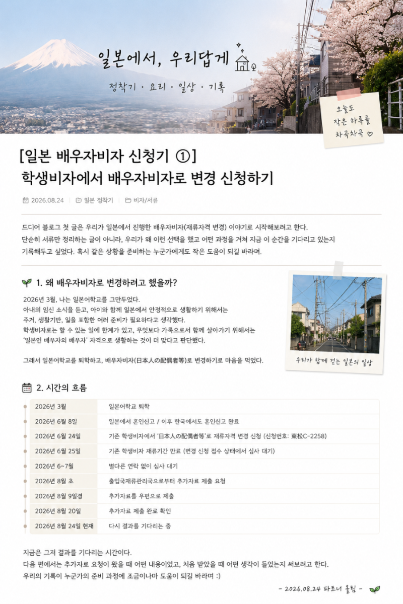 2026년 일본 배우자 비자 신청법(1편)
