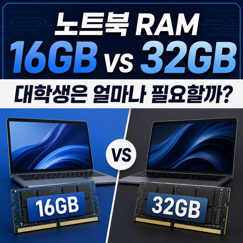 노트북 RAM 16GB와 32GB 차이, 대학생은 어느 정도가 적당할까?