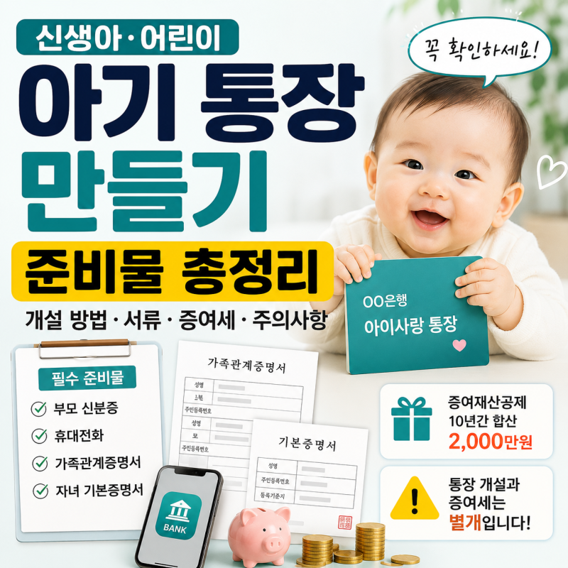 아기 통장 만들기 준비물 총정리…신생아·어린이 계좌 개설 전 꼭 확인할 것