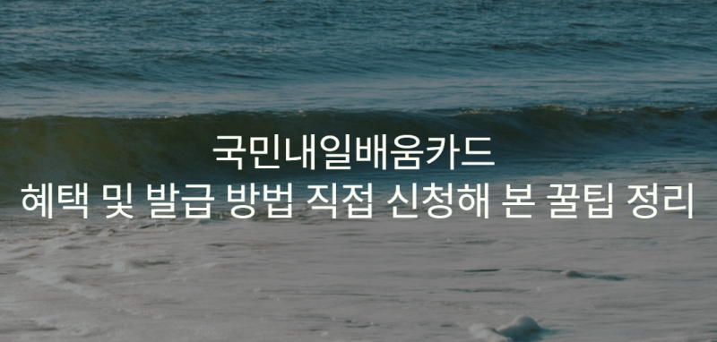국민내일배움카드 혜택 및 발급 방법 직접 신청해 본 꿀팁 정리