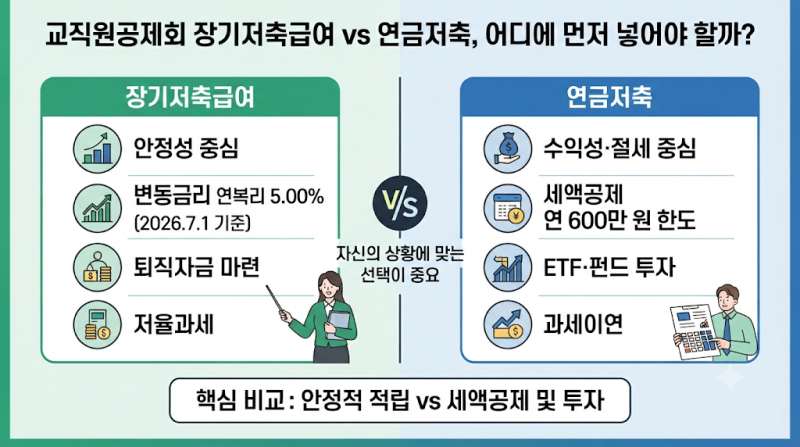 교직원공제회 장기저축급여와 연금저축, 어디에 먼저 넣어야 할까?