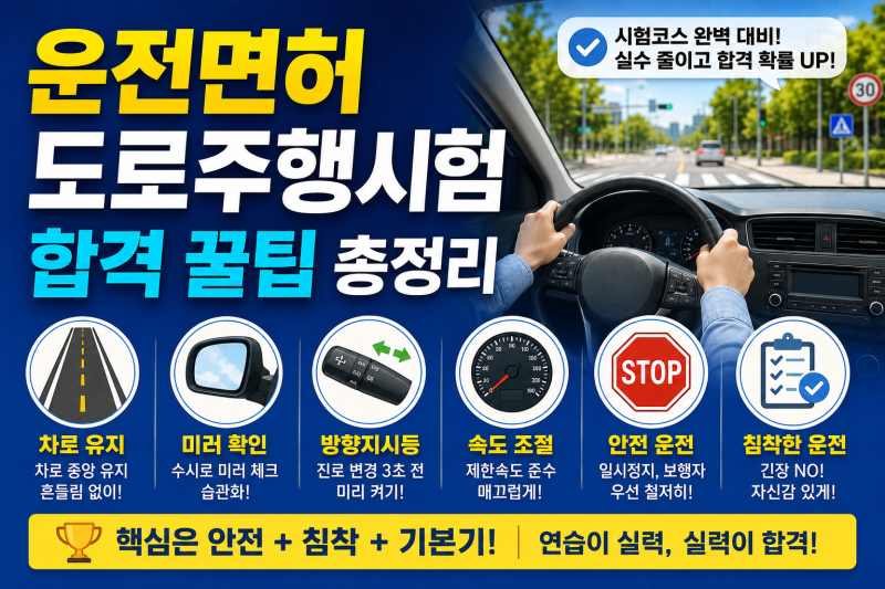 운전면허 도로주행시험 코스별 실격 사유 및 우회전·어린이보호구역 합격 꿀팁 총정리
