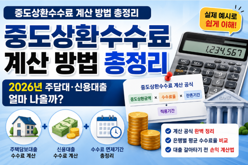 중도상환수수료 계산 방법 총정리｜2026년 주담대·신용대출 얼마 나올까?
