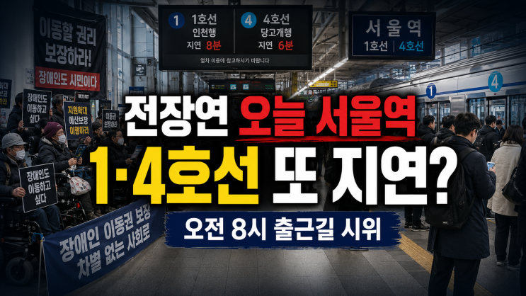 서울역 <b>전장연</b> <b>시위</b> 오늘 진행, 1호선·4호선 무정차 가능성은?
