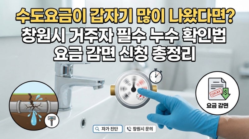 수도요금이 갑자기 많이 나왔다면? 창원시 거주자 필수 누수 확인법 및 요금 감면 신청 총정....
