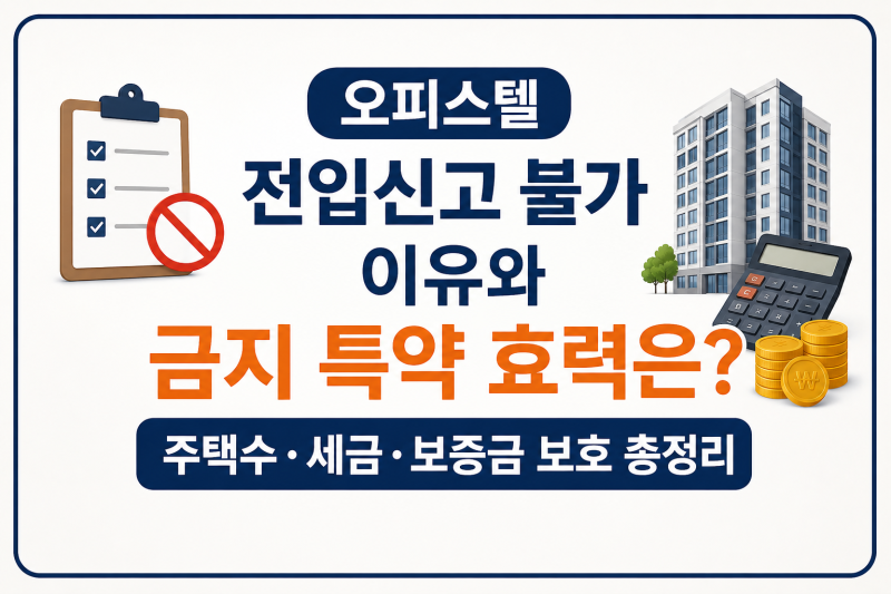 오피스텔 전입신고 불가 이유와 금지 특약 효력, 주택수·세금·보증금은? 이문 아이파크자이....