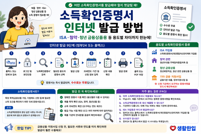 ISA 가입용 소득확인증명서 인터넷 발급 방법과 제출 전 필수 확인사항