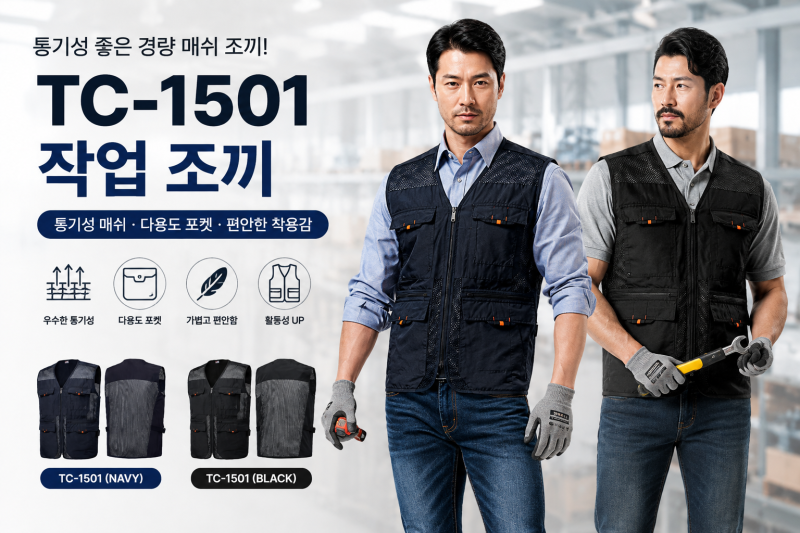 여름 작업조끼 추천 티뷰크 TC-1501｜통풍 좋은 경량 메쉬조끼 네이비/블랙