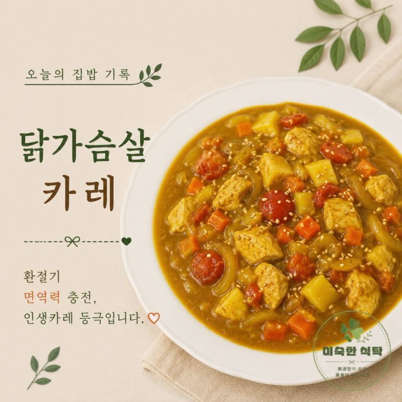 닭가슴살 카레 : 환절기 면역력 충전, 인생카레 등극입니다.