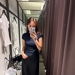 자라 슬림핏 반소매 티셔츠 네이비 후기 여자 기본 반팔 추천