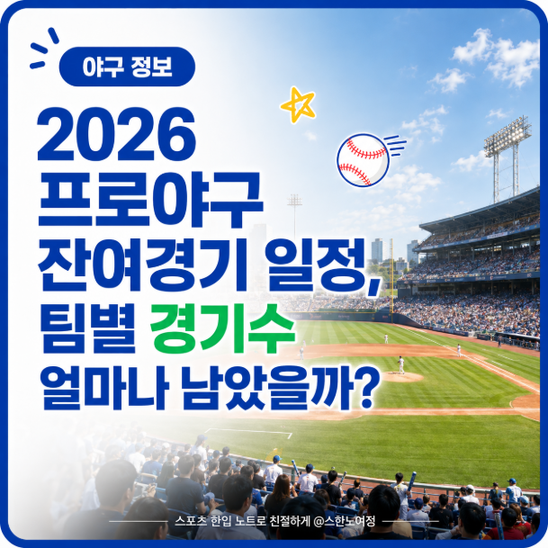 2026 프로야구 잔여경기 일정, 팀별 경기수 얼마나 남았을까?