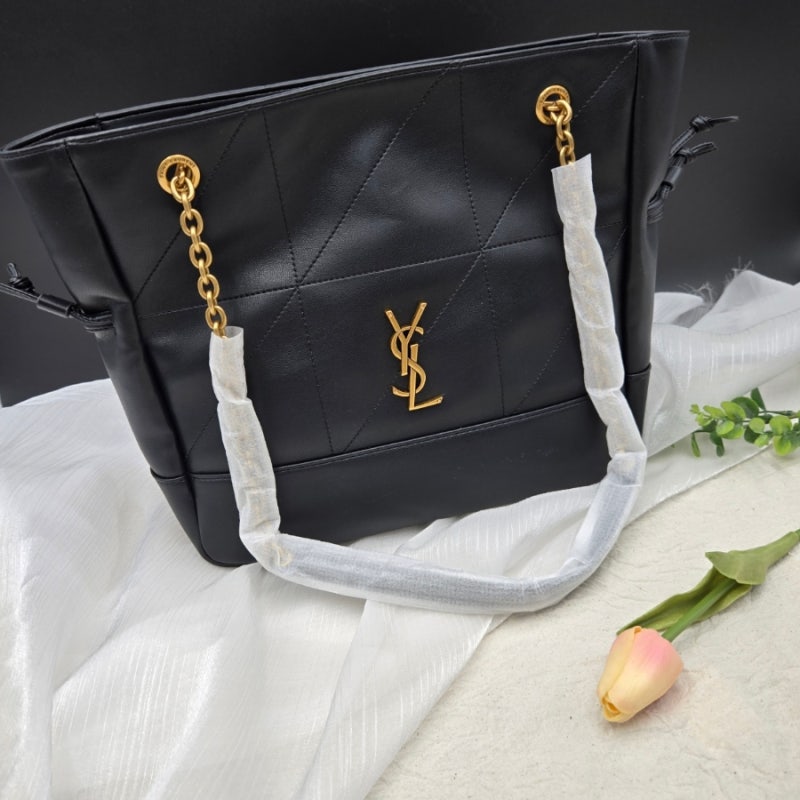 입생로랑 쇼퍼 스몰 고급스러운 블랙 & 골드 YSL 데일리백