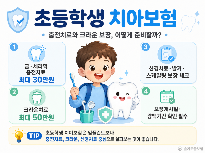 초등학생 치아보험, 충전치료와 크라운 보장 어떻게 준비할까?