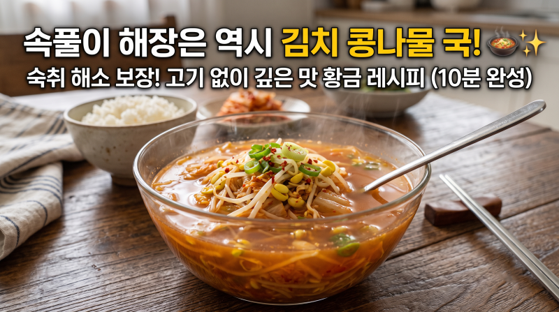 속풀이 해장은 역시 김치 콩나물 국! 고기 없이 깊은 맛 내는 황금 레시피