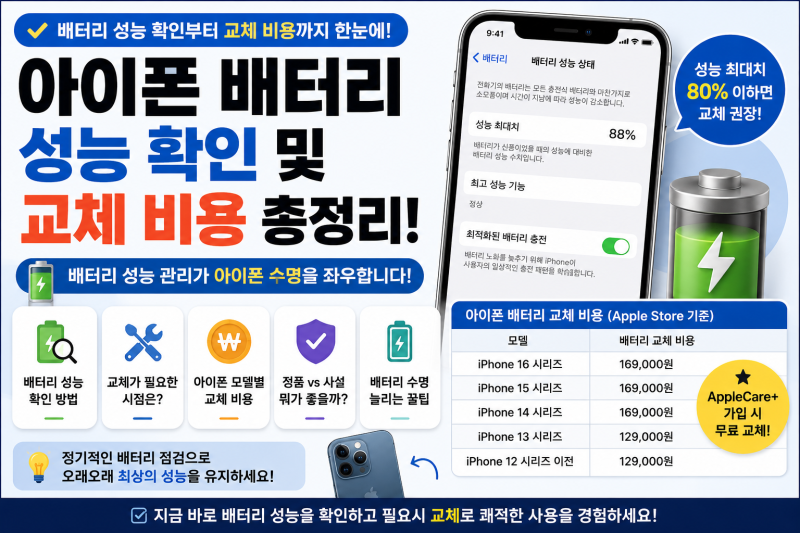 아이폰 배터리 성능 확인 및 교체 비용｜2026년 기준 총정리