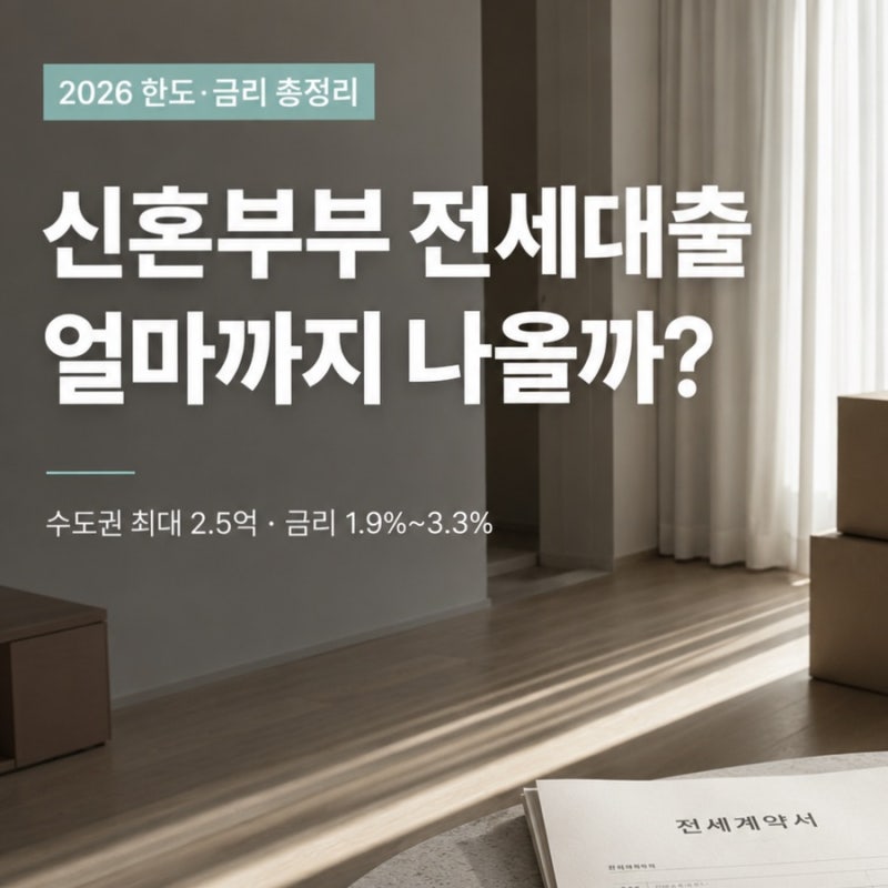 신혼부부 전세대출 얼마까지 나올까? 2026 한도·금리 총정리