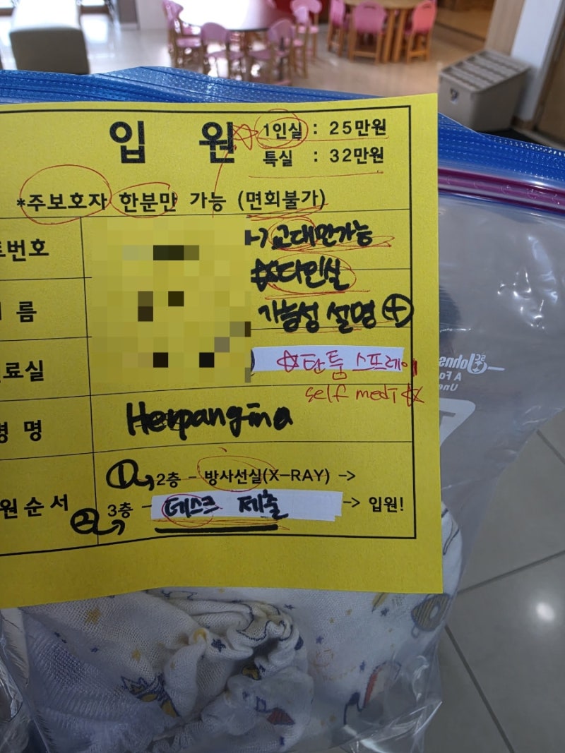 신도시 이진병원 - 32갤 아기 구내염 고열 특실 입원후기 (임산부 보호자)
