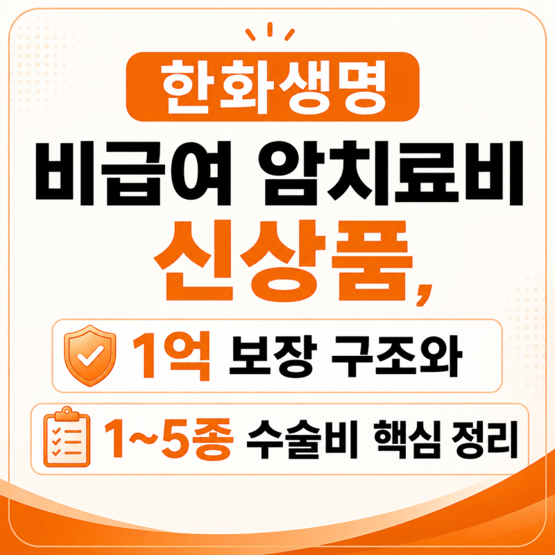 한화생명 비급여 암치료비 신상품, 1억 보장 구조와 1~5종 수술비 핵심 정리