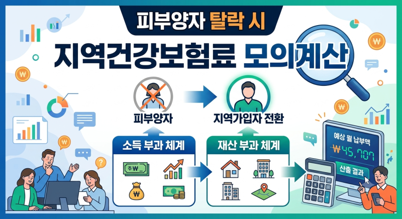 피부양자 탈락 시 지역건강보험료 모의계산: 소득·재산 부과 체계와 예상 월 납부액 산출법