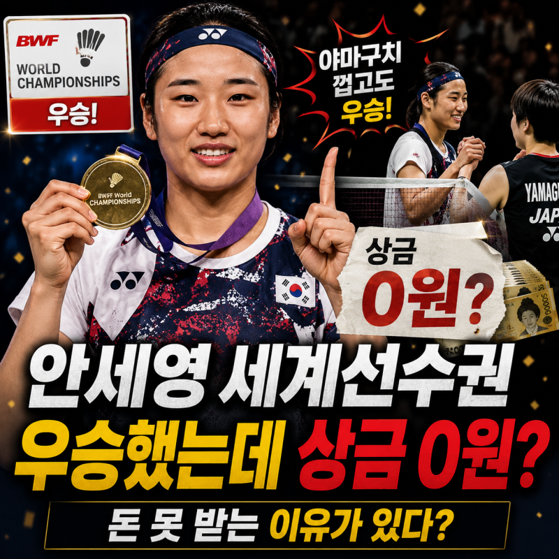 안세영 세계선수권 우승했는데 상금 0원?｜야마구치 꺾고도 돈 못 받는 이유