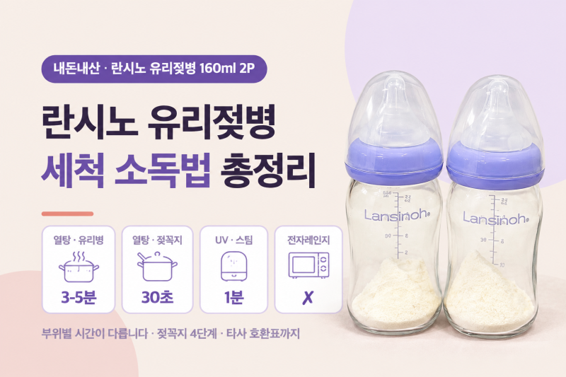[내돈내산]란시노 유리젖병 세척 소독법, 열탕 3-5분 기준 총정리