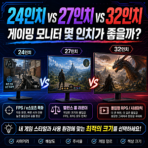 24인치 27인치 32인치 모니터 크기 비교, 게이밍 모니터 몇 인치가 좋을까?