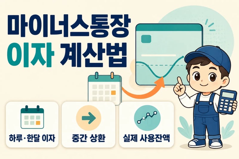 마이너스통장 이자 계산법, 하루·한달 이자와 중간 상환 후 달라지는 금액