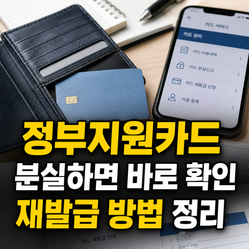 정부지원카드 분실했을 때 재발급 방법 한눈에 정리