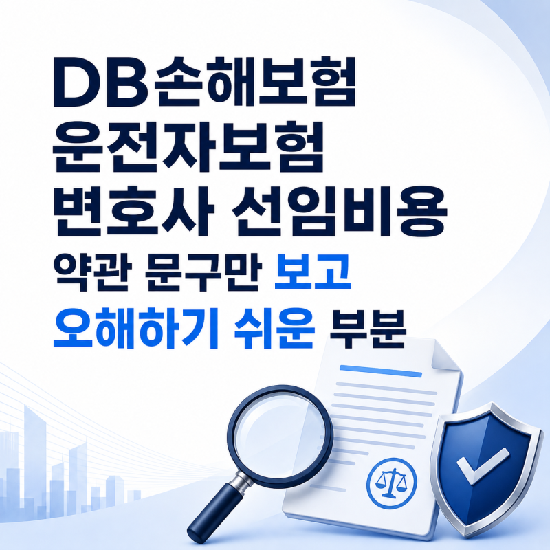 DB손해보험 운전자보험 변호사 선임비용 약관 문구만 보고 오해하기 쉬운 부분