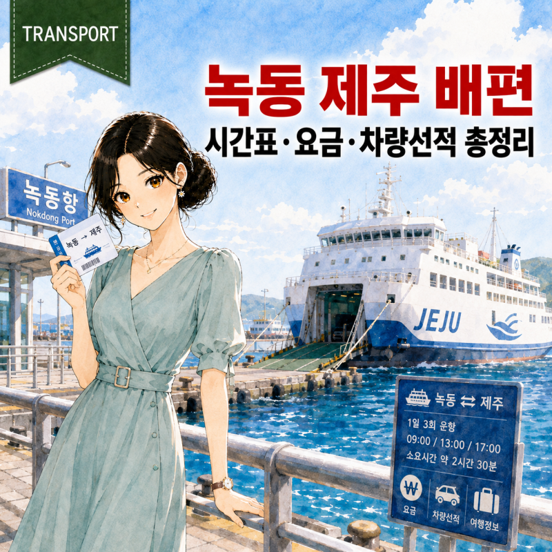 녹동 제주 배편 2026 최신정보｜아리온제주 시간표·요금·차량선적 총정리
