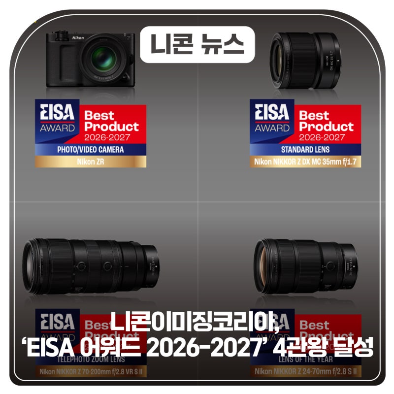 니콘이미징코리아, ‘EISA 어워드 2026-2027’ 4관왕 달성