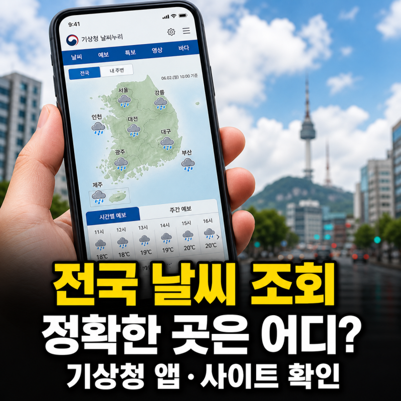 전국 날씨 조회 정확한 곳 기상청 날씨 앱 사이트 추천