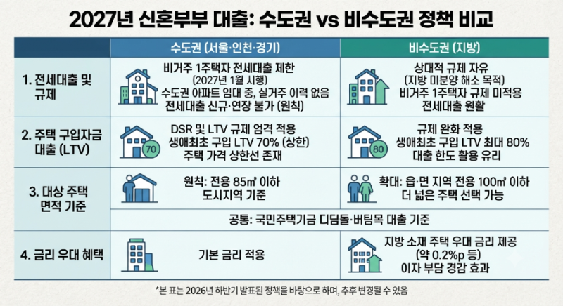 [주거정책] 2027년 신혼부부 대출 총정리! 결혼 페널티 완화부터 지역별 차이, 전월세 영향까....