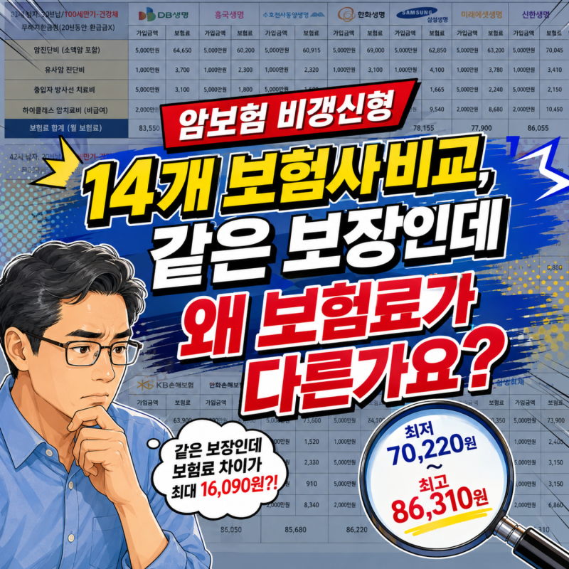 암보험 비갱신형 14개 보험사 비교, 왜 보험료가 다른가요?