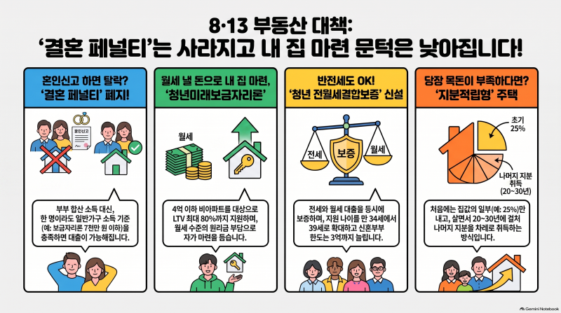 [8·13 부동산대책 쉽게 이해하기 4편] 청년·신혼부부·생애최초, 내 집 마련 대출 무엇이 좋아....