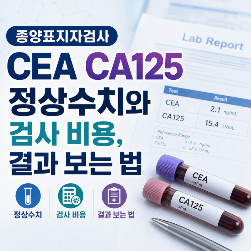 종양표지자검사 CEA CA125 정상수치와 검사 비용, 결과 보는 법